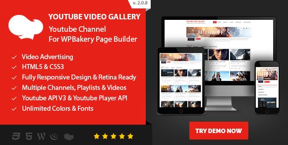 Youtube Video Gallery - Youtube Channel For WPBakery Page Builder