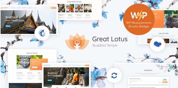 Great Lotus | Buddhist Temple Pagoda Church WordPress Theme + RTL