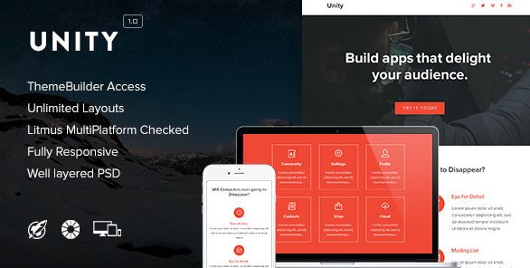 Unity - Responsive Email + Themebuilder Access