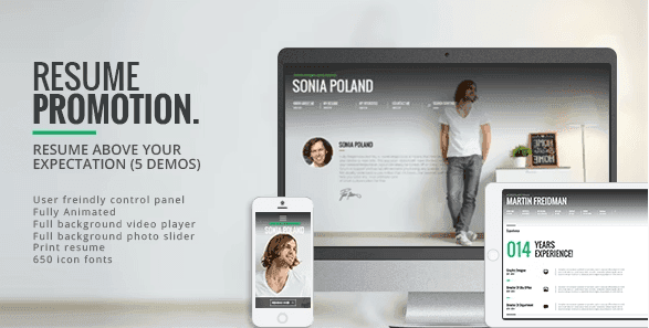 Promotion - Animated CV Resume Theme 1 Promotion - Animated CV Resume Theme