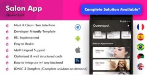 2 App Template| Salon Appointment Booking App| Beauty Parlor App| Makeup booking app| Queenspot