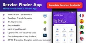 4 App Template| Home Service Finder App| Home Service Provider App| Service Booking app| Handyman