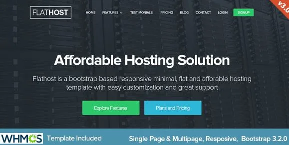 FlatHost Responsive Hosting Template with WHMCS
