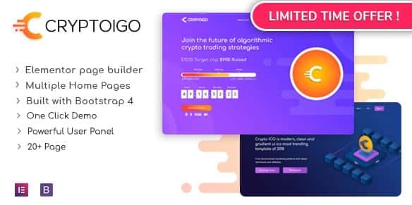 Cryptoigo - Cryptocurrency WordPress Theme With Elementor Page Builder 1 Cryptoigo - Cryptocurrency WordPress Theme With Elementor Page Builder