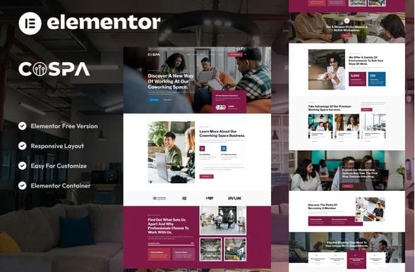 Cospa - Coworking Space & Virtual Office Elementor Template Kit 1 Cospa - Coworking Space & Virtual Office Elementor Template Kit