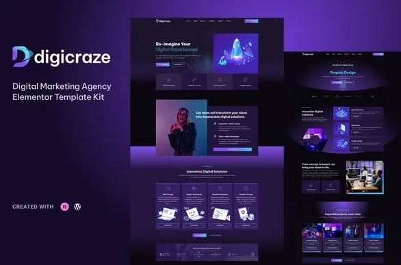 Digicraze - Digital Marketing Agency Elementor Pro Template Kit 1 Digicraze - Digital Marketing Agency Elementor Pro Template Kit