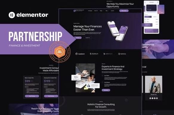 Partnership - Finance & Investment Consultant Elementor Template Kit 1 Partnership - Finance & Investment Consultant Elementor Template Kit