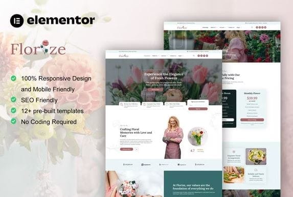 Florize - Florist & Flower Boutique Elementor Template Kit 1 Florize - Florist & Flower Boutique Elementor Template Kit