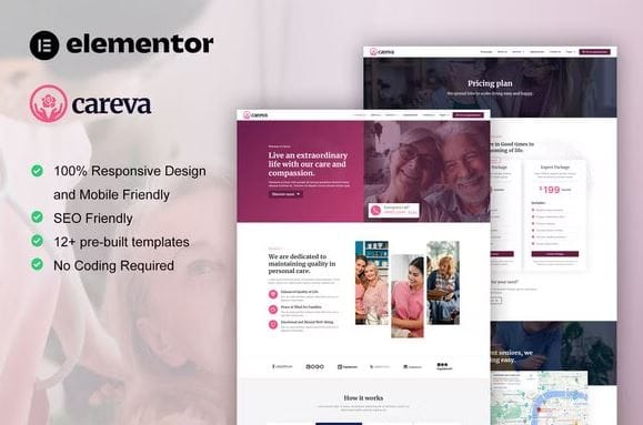 Careva - Senior Care Services Elementor Pro Template Kit 1 Careva - Senior Care Services Elementor Pro Template Kit